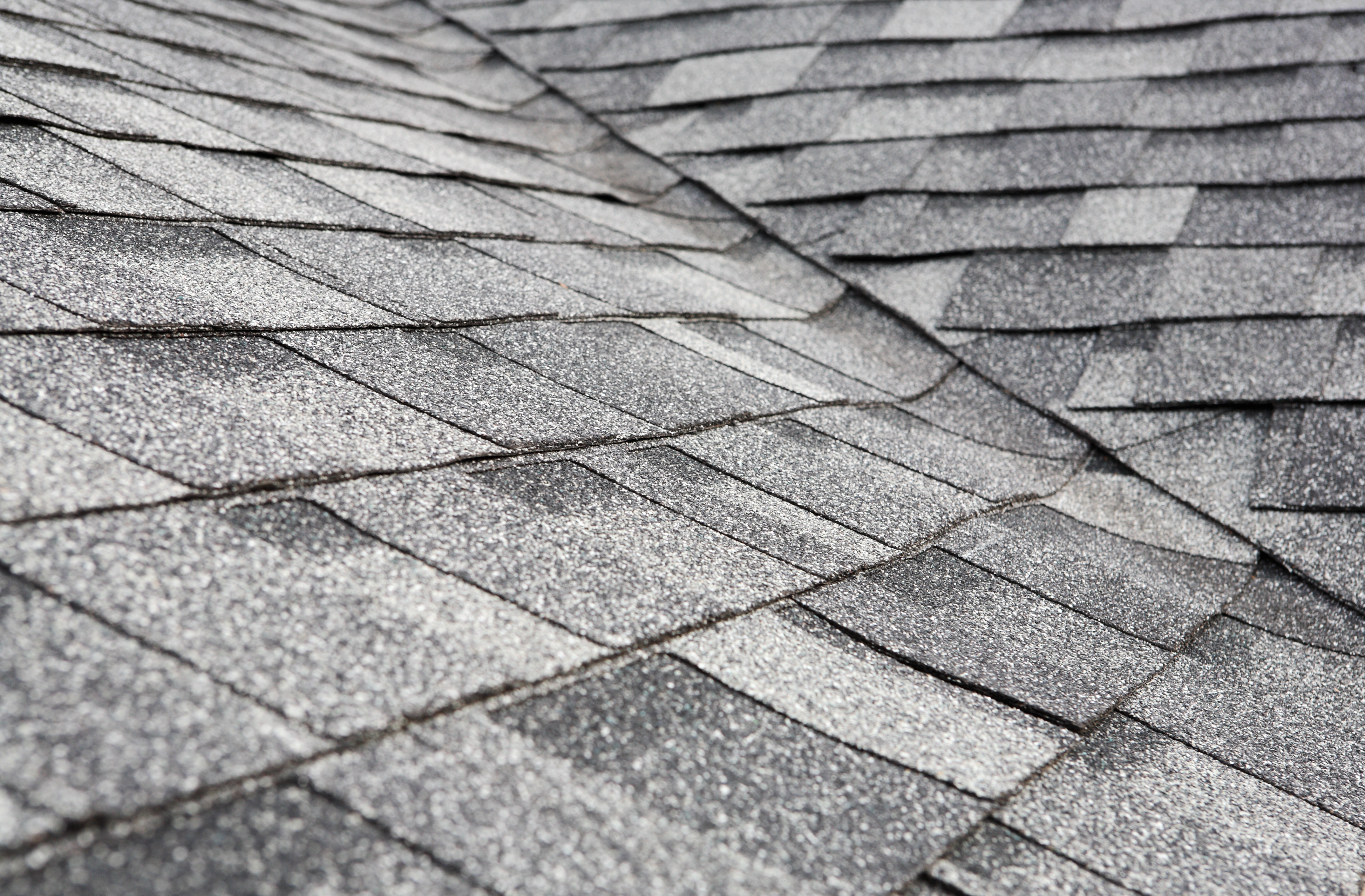 Aging asphalt shingles drying out — the kind of roof a rejuvenation treatment can restore and extend