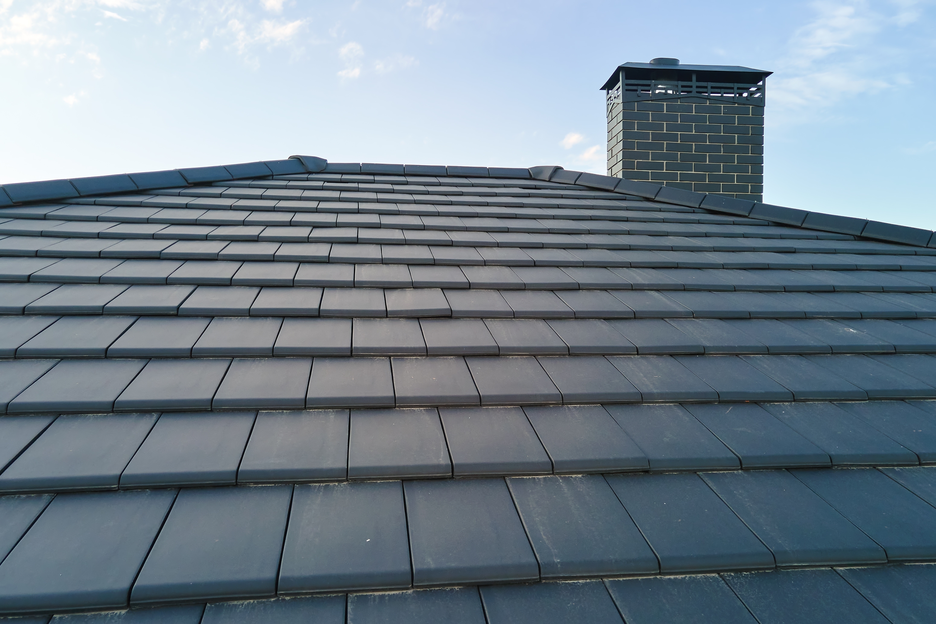 Close-up of a natural slate tile roof