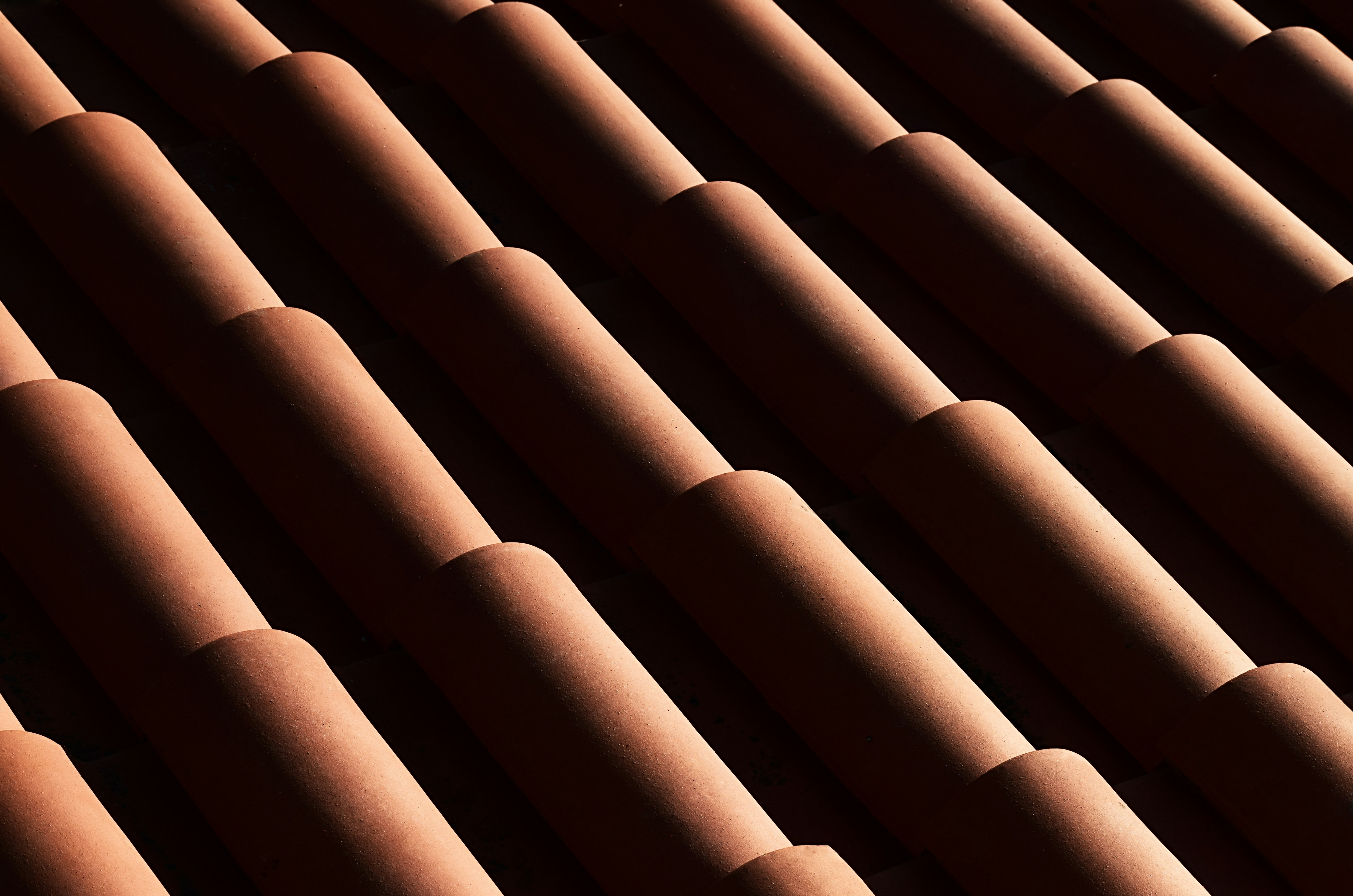 Clay barrel roof tiles
